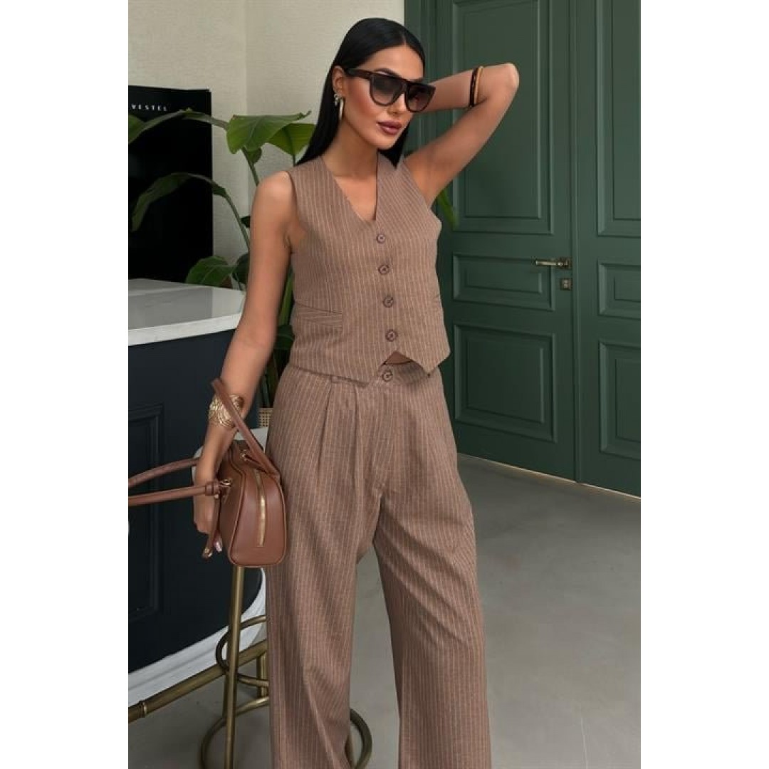 Yelek Ve Pantolon Çizgili Double Takım 10017 158990 Yelek Ve Pantolon Çizgili Double Takım 10017 158990