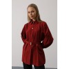 Kuşak Detaylı Tunik Gömlek - Bordo 163713 Kuşak Detaylı Tunik Gömlek - Bordo 163713
