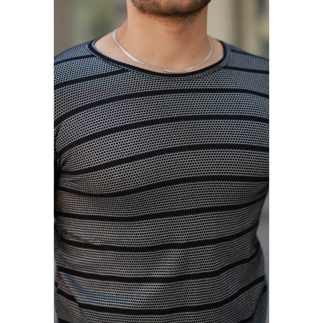 Erkek Petek Desenli Kısa Kollu T-shirt - 160088 Erkek Petek Desenli Kısa Kollu T-shirt - 160088