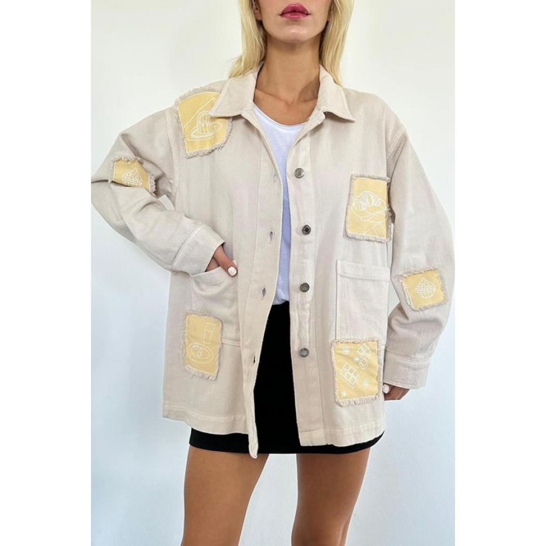 Bej Gabardin Arma Detaylı Gömlek Ceket 148391
