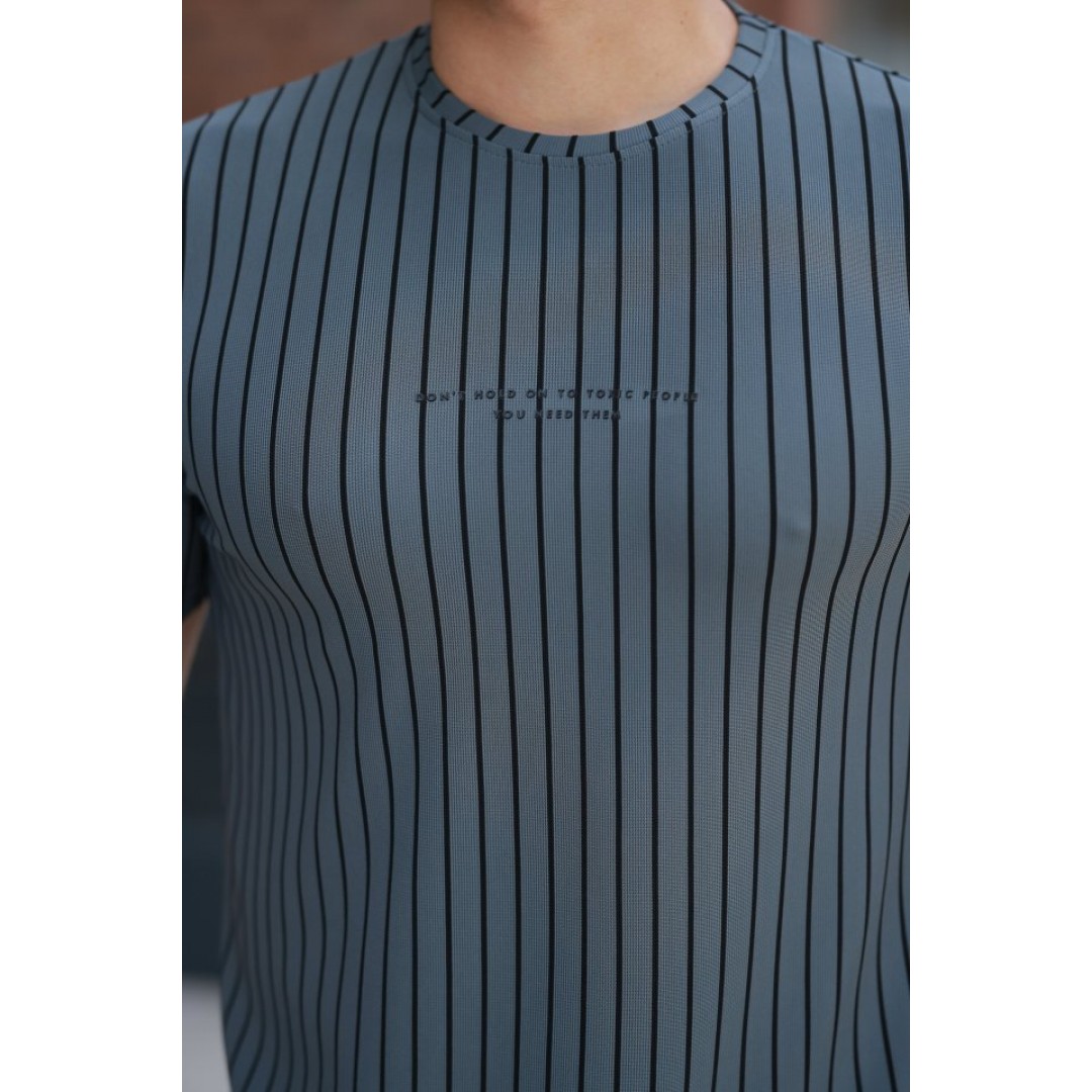 Erkek Dikey çizgili Ottoman Kumaş Kısa Kollu T-shirt 162320 Erkek Dikey çizgili Ottoman Kumaş Kısa Kollu T-shirt 162320