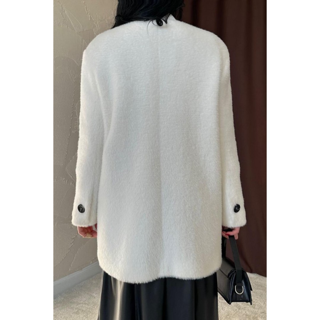 Ekru Tüylü Yumoş Kaban - 152305 Ekru Tüylü Yumoş Kaban - 152305
