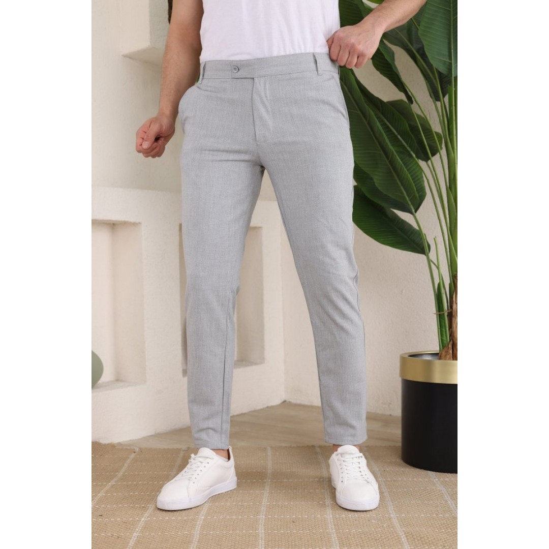 Erkek Slim Fit Likralı Bilek Boy Kumaş Pantolon