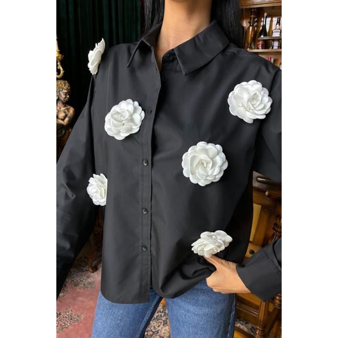 Gül Aksesuarlı Poplin Gömlek 3442 158806 Gül Aksesuarlı Poplin Gömlek 3442 158806