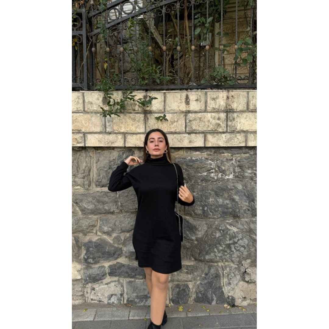 Kadın Uzun Kollu Balıkçı Yaka Kısa şardonlu Kaşkorse Elbise - 134704 Kadın Uzun Kollu Balıkçı Yaka Kısa şardonlu Kaşkorse Elbise - 134704