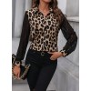Kadın Leopar Desenli Kolları Tül Detaylı Krep Bluz - 135573 Kadın Leopar Desenli Kolları Tül Detaylı Krep Bluz - 135573