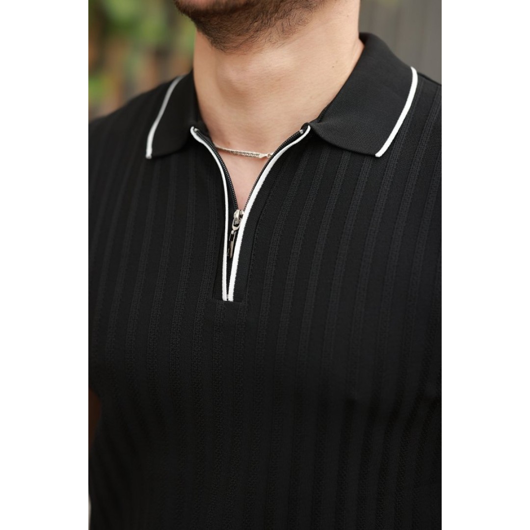Erkek Fermuarlı Yakalı Kısa Kollu T-shirt 160695 Erkek Fermuarlı Yakalı Kısa Kollu T-shirt 160695
