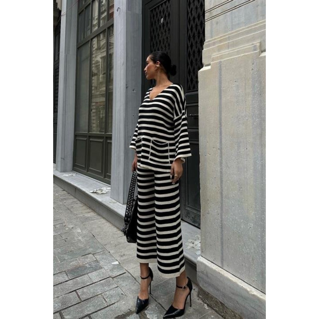 Candy Çizgili Straight Fit Pantolon Takım 9705-015 155710 Candy Çizgili Straight Fit Pantolon Takım 9705-015 155710