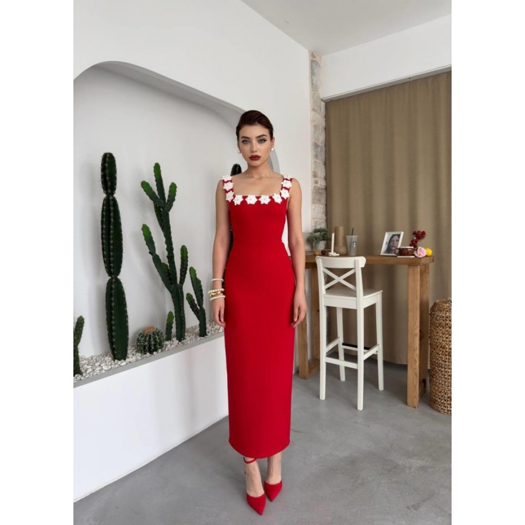 Mıng Çiçek Detaylı Elbise - 160495