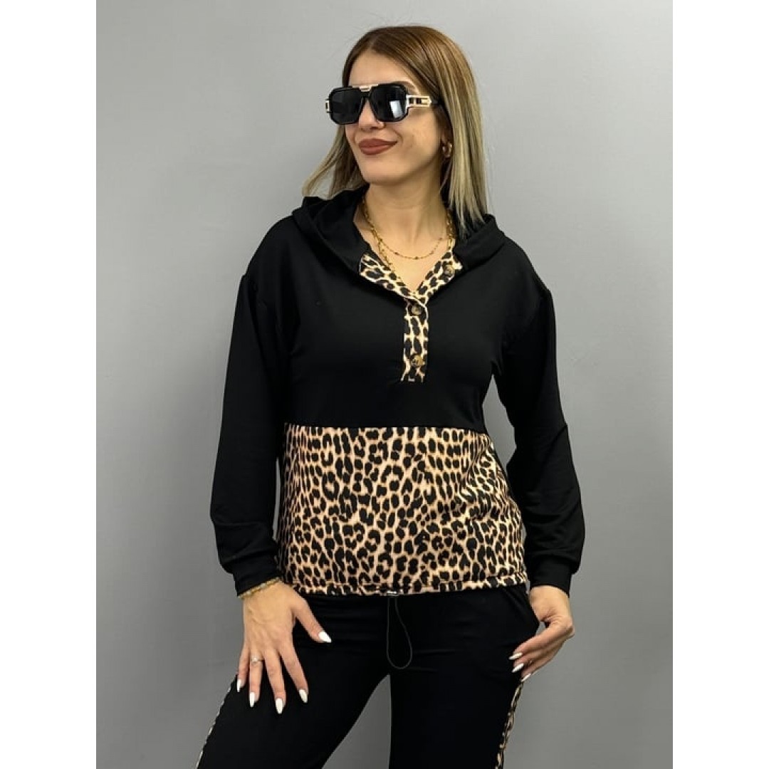 Kadın Uzun Kollu Leopar Detay Sweat Ve Yanı Leopar şerit Detay Pantolon Ikili Takım 134708 Kadın Uzun Kollu Leopar Detay Sweat Ve Yanı Leopar şerit Detay Pantolon Ikili Takım 134708