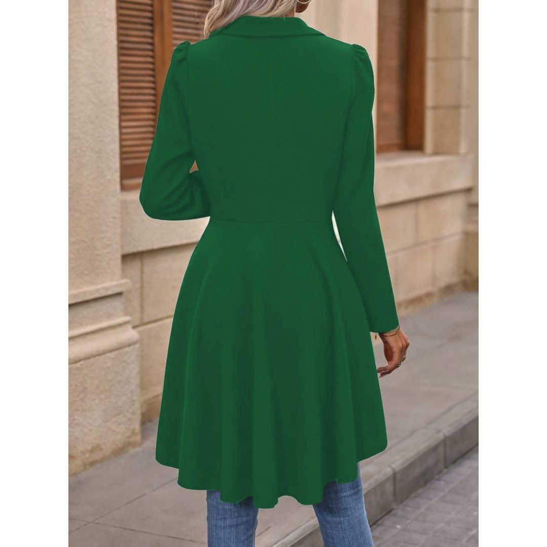 Kadın Uzun Kollu Yakalı önden Düğmeli Uzun Atlas Blazer Ceket 134692