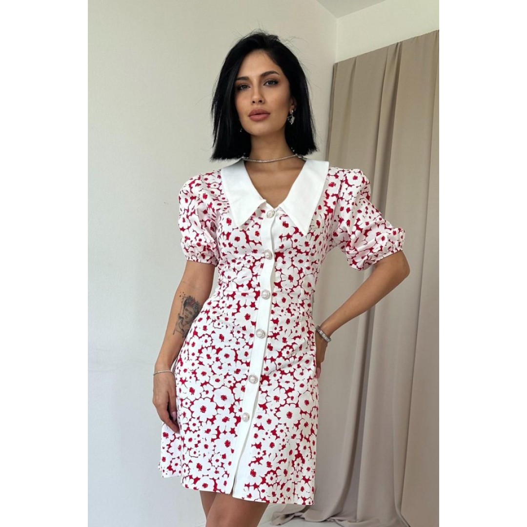 Fuşya Önlük Yakalı Poplin Elbise - 153485 Fuşya Önlük Yakalı Poplin Elbise - 153485