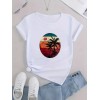 Kadın Kısa Kollu Palmiye Baskılı Viskon T-shirt 161924 Kadın Kısa Kollu Palmiye Baskılı Viskon T-shirt 161924