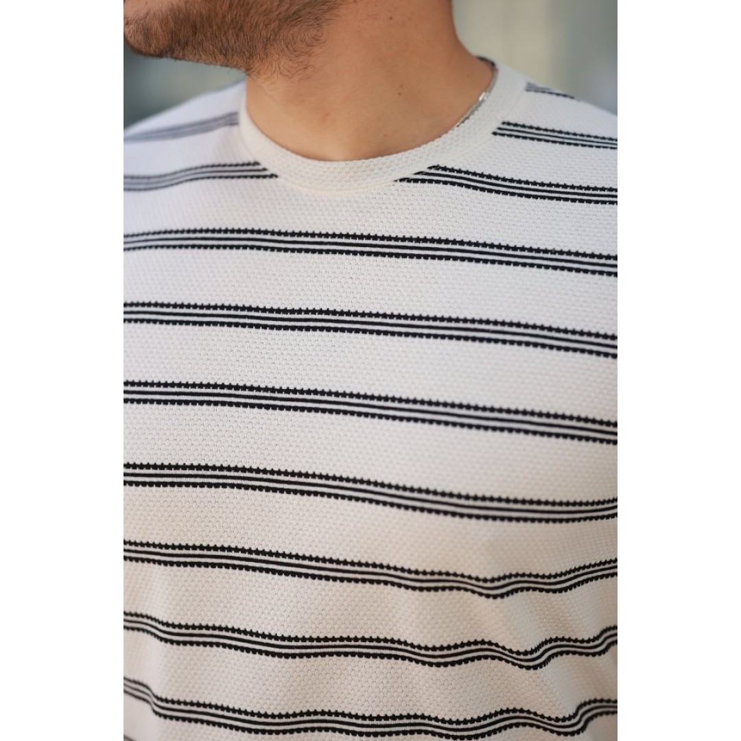 Erkek çizgili Kısa Kollu T-shirt - 160096 Erkek çizgili Kısa Kollu T-shirt - 160096