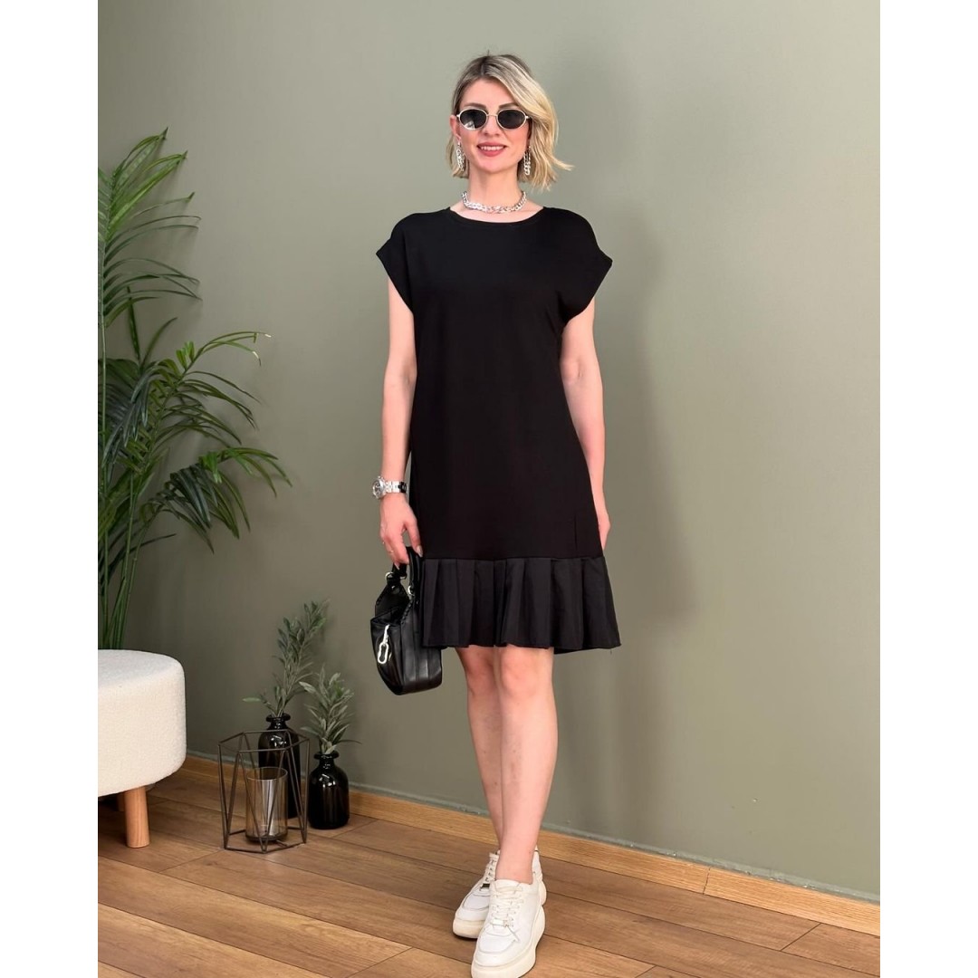 Kadın Viskon Kumaş Mini Tunik Detaylı Elbise - 118480 Kadın Viskon Kumaş Mini Tunik Detaylı Elbise - 118480