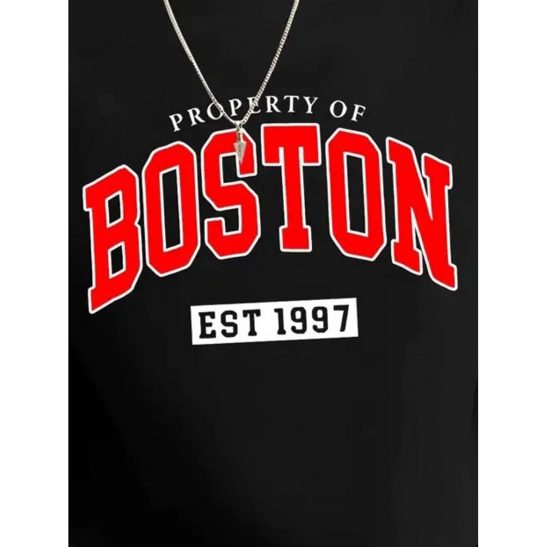 Erkek Uzun Kollu Bisiklet Yaka Boston Yazılı Iki Iplik Bluz 138685 Erkek Uzun Kollu Bisiklet Yaka Boston Yazılı Iki Iplik Bluz 138685