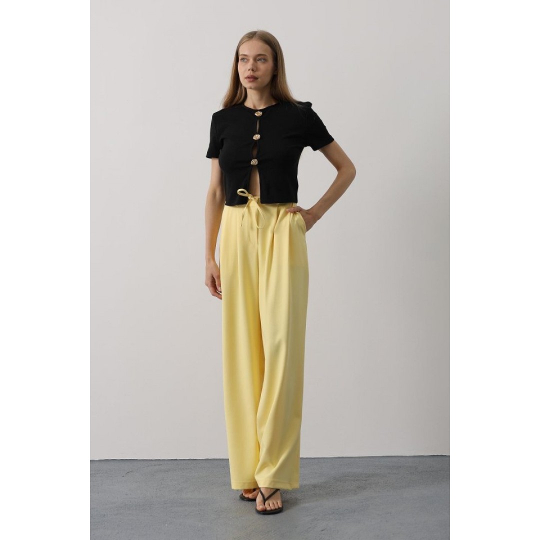 Pileli Bağcıklı Oversize Pantolon - Sarı 162831 Pileli Bağcıklı Oversize Pantolon - Sarı 162831
