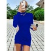 Kadın Uzun Kollu Sağ Belden Sol Etek Ucuna Doğru Hafif çapraz Büzgülü Sandy Mini Boy Elbise - 131715