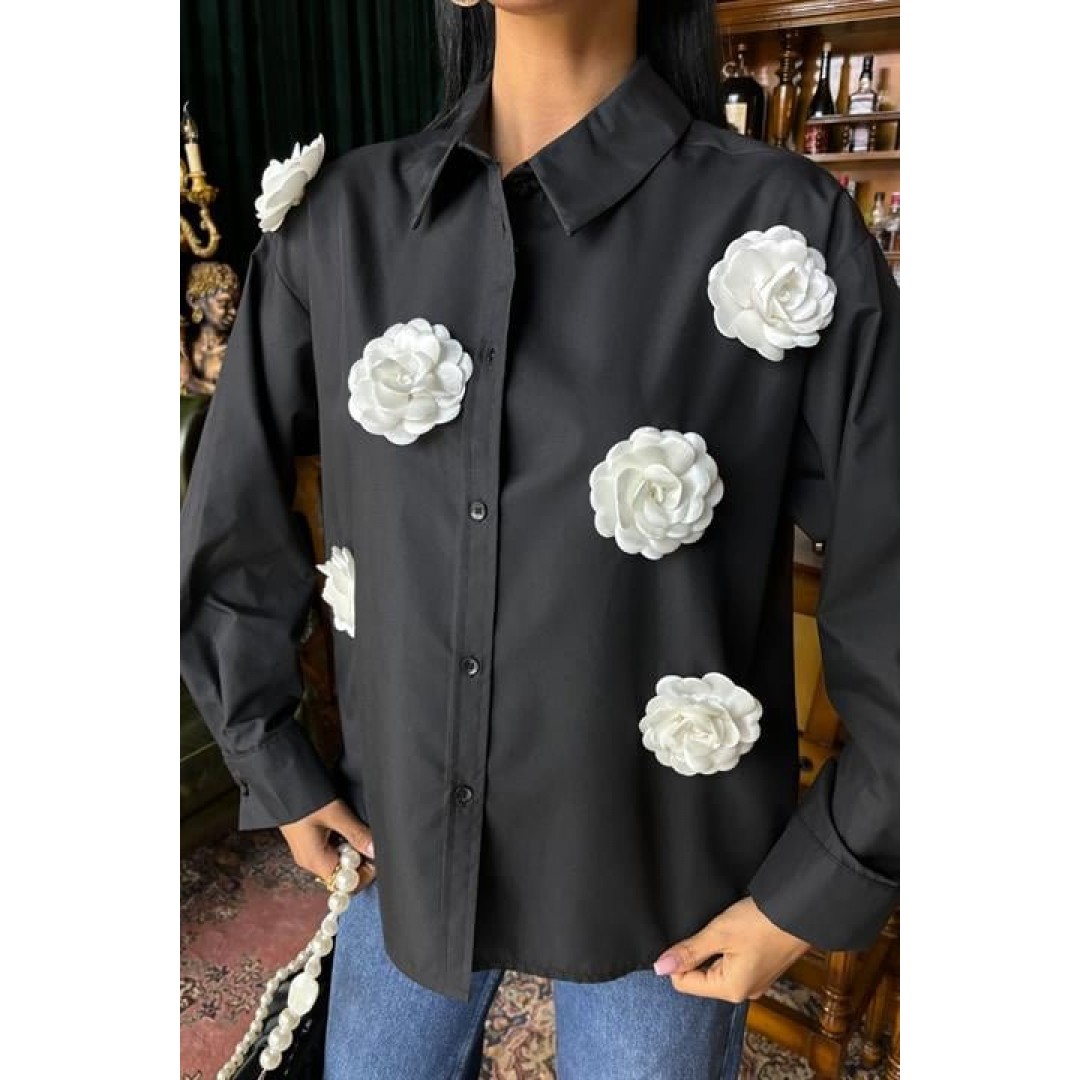 Gül Aksesuarlı Poplin Gömlek 3442 158806 Gül Aksesuarlı Poplin Gömlek 3442 158806