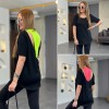 Kadın İki İplik Kumaş Sırt Neon Detay Bluz 100734