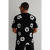 Ön Ve Arka Baskılı Oversize Bisiklet Yaka T-shirt- Siyah 156215 Ön Ve Arka Baskılı Oversize Bisiklet Yaka T-shirt- Siyah 156215