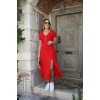 Kadın Kısa Kollu V Yaka Maxi Boy Elbise 124 Cm - 54826 Kadın Kısa Kollu V Yaka Maxi Boy Elbise 124 Cm - 54826