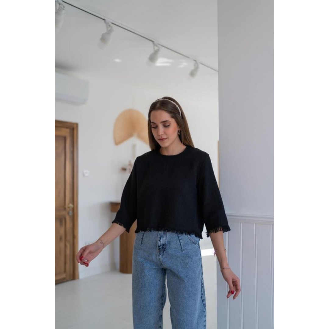 Siyah Püskül Detaylı Bluz 149731 Siyah Püskül Detaylı Bluz 149731