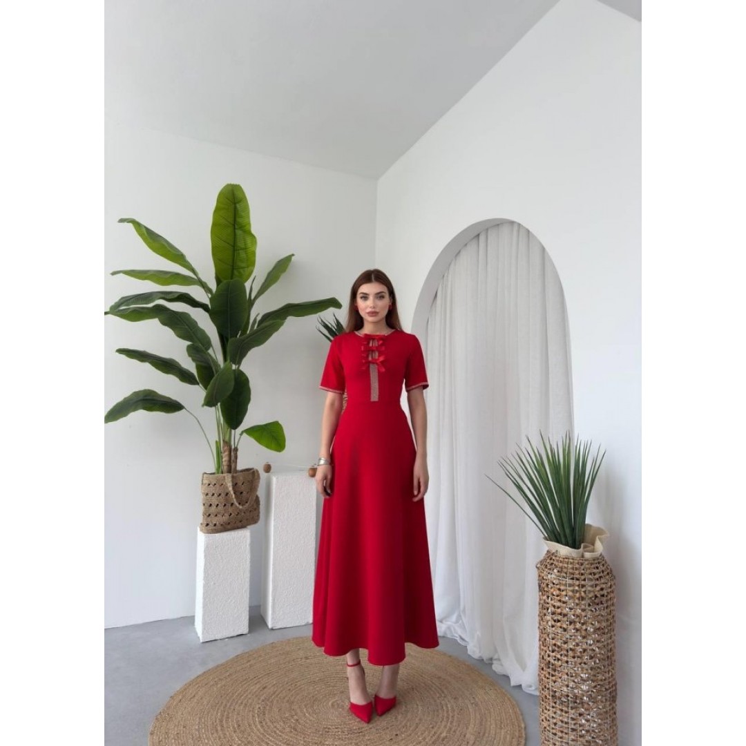 Wera Taşlı Fiyonk Detaylı Elbise - 162261