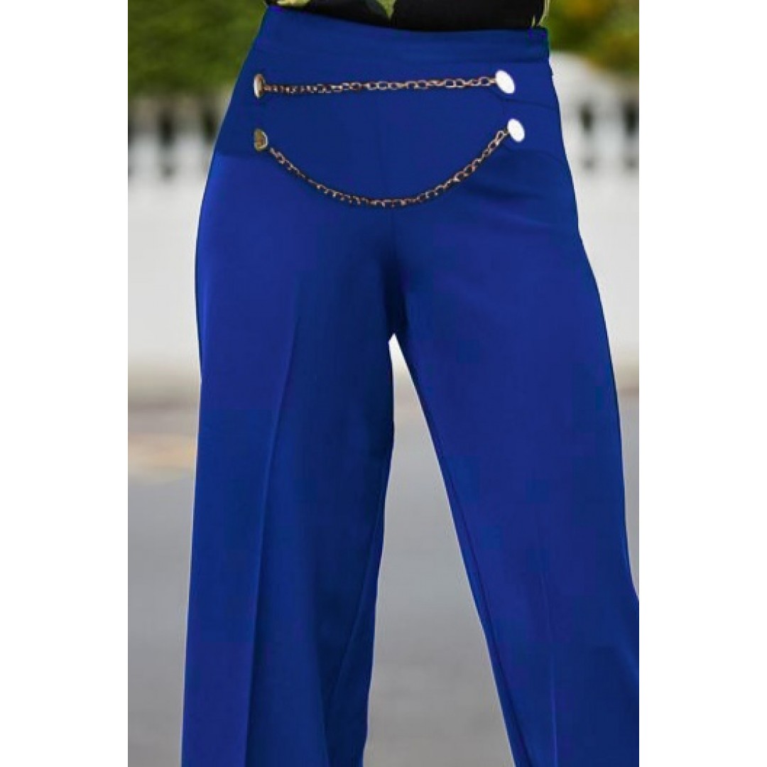 Kadın Beli Zincir Detay Ithal Krep Pantolon - 135070