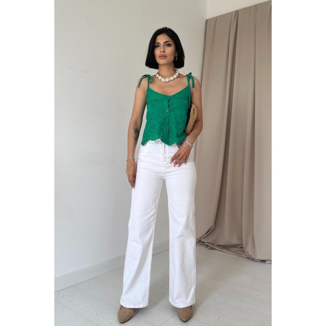 Yeşil Bağcıklı Brode Bluz 153482 Yeşil Bağcıklı Brode Bluz 153482