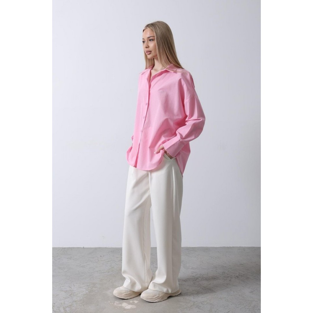 Geniş Manşet Detaylı Gömlek - Şeker Pembe - 151393 Geniş Manşet Detaylı Gömlek - Şeker Pembe - 151393