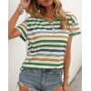Kadın Kısa Kollu V Yaka çizgili Süprem T-shirt 162371 Kadın Kısa Kollu V Yaka çizgili Süprem T-shirt 162371