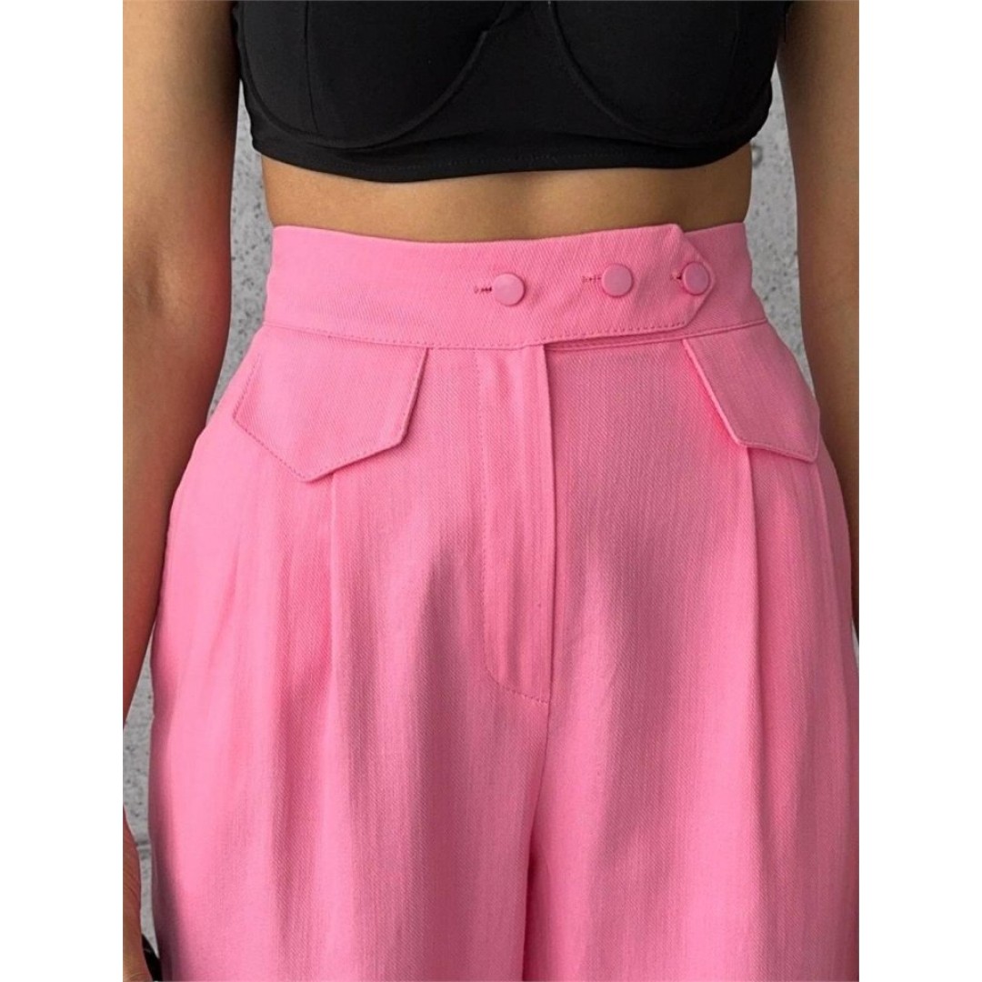 PANTOLON KAPALI CEP 3 DÜĞME DETAYLI - Pembe 150744 PANTOLON KAPALI CEP 3 DÜĞME DETAYLI - Pembe 150744
