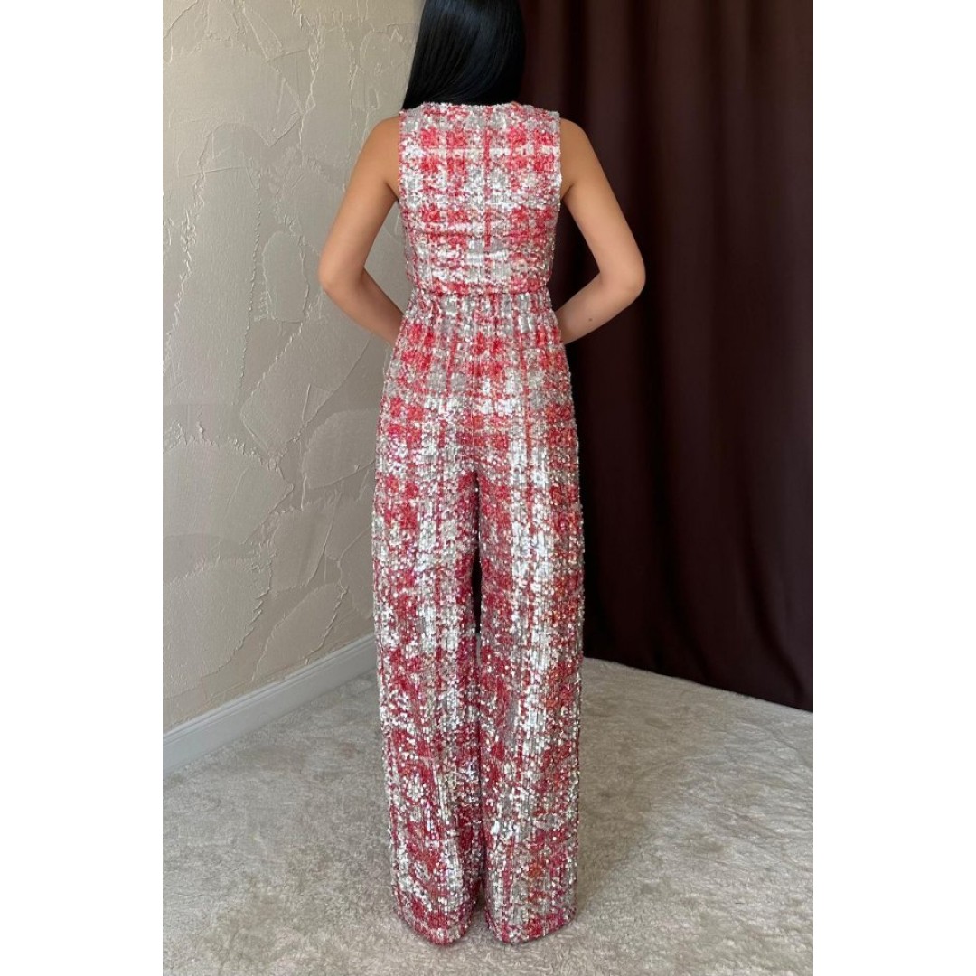 Kırmızı Pullu Yelek Ve Pantolon Takım - 153022 Kırmızı Pullu Yelek Ve Pantolon Takım - 153022