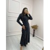 Kadın Krep Kumaş Uzun Kollu Tam Boy Puantiyeli Elbise 132 Cm 46928 Kadın Krep Kumaş Uzun Kollu Tam Boy Puantiyeli Elbise 132 Cm 46928
