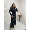 Kadın Krep Kumaş Uzun Kollu Tam Boy Puantiyeli Elbise 132 Cm 46928 Kadın Krep Kumaş Uzun Kollu Tam Boy Puantiyeli Elbise 132 Cm 46928