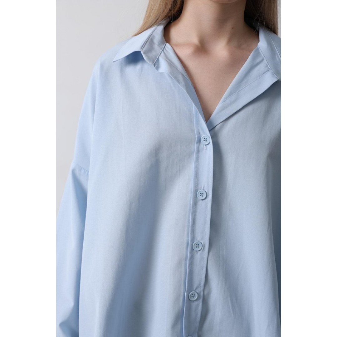 Geniş Manşet Detaylı Gömlek - Bebe Mavisi - 151391 Geniş Manşet Detaylı Gömlek - Bebe Mavisi - 151391