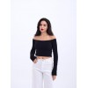 42241 TRİKO KAYIK YAKA CROP-SİYAH 143850