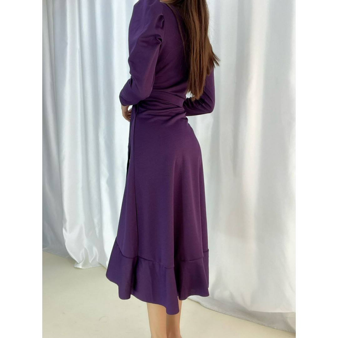 Krep Kumaş Midi Boy Kuşaklı Uzunkol Elbise - 42672 Krep Kumaş Midi Boy Kuşaklı Uzunkol Elbise - 42672