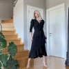 Krep Kumaş Midi Boy Kuşaklı Uzunkol Elbise 113 Cm - 42673 Krep Kumaş Midi Boy Kuşaklı Uzunkol Elbise 113 Cm - 42673