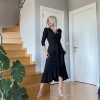 Krep Kumaş Midi Boy Kuşaklı Uzunkol Elbise 113 Cm - 42673 Krep Kumaş Midi Boy Kuşaklı Uzunkol Elbise 113 Cm - 42673
