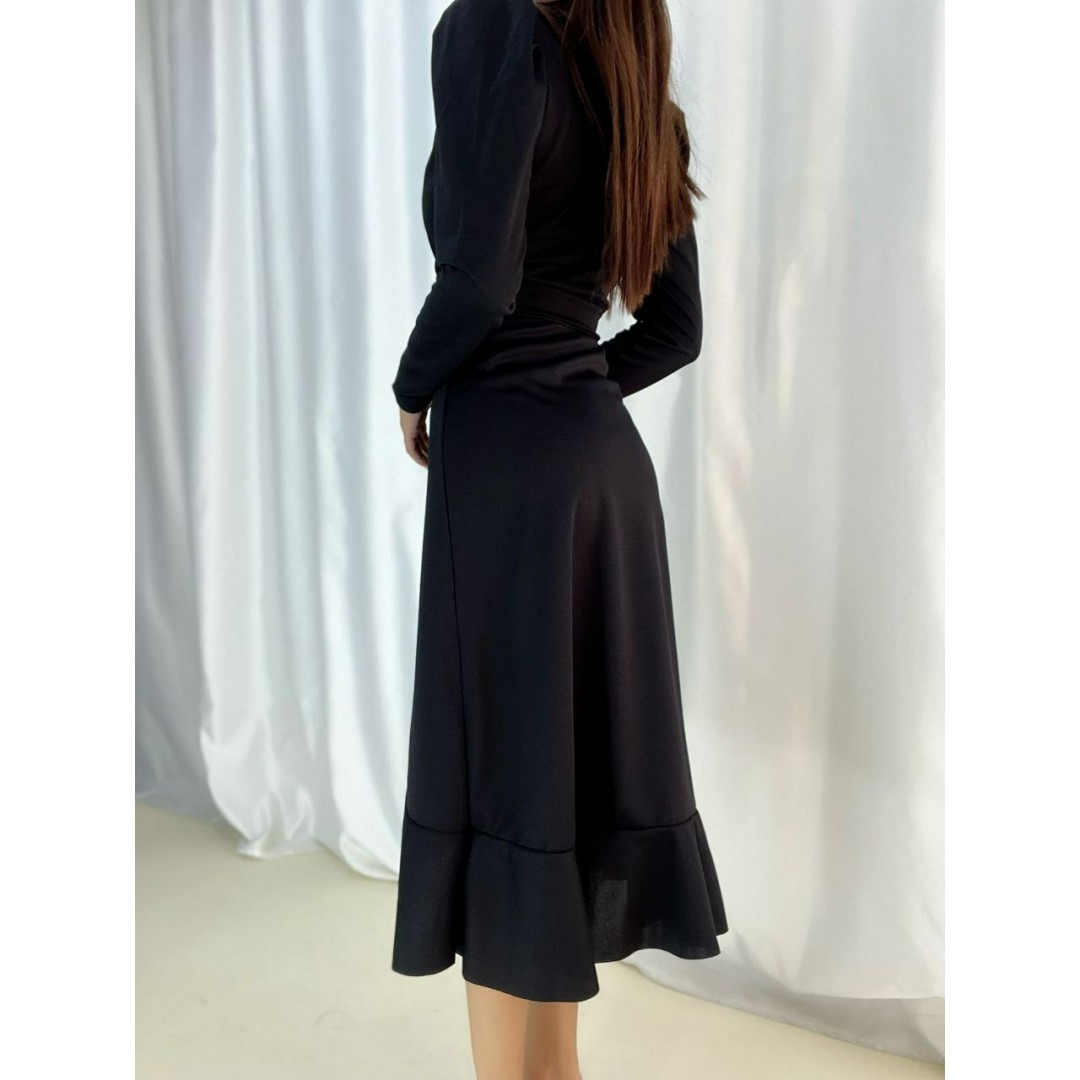 Krep Kumaş Midi Boy Kuşaklı Uzunkol Elbise 113 Cm - 42673 Krep Kumaş Midi Boy Kuşaklı Uzunkol Elbise 113 Cm - 42673