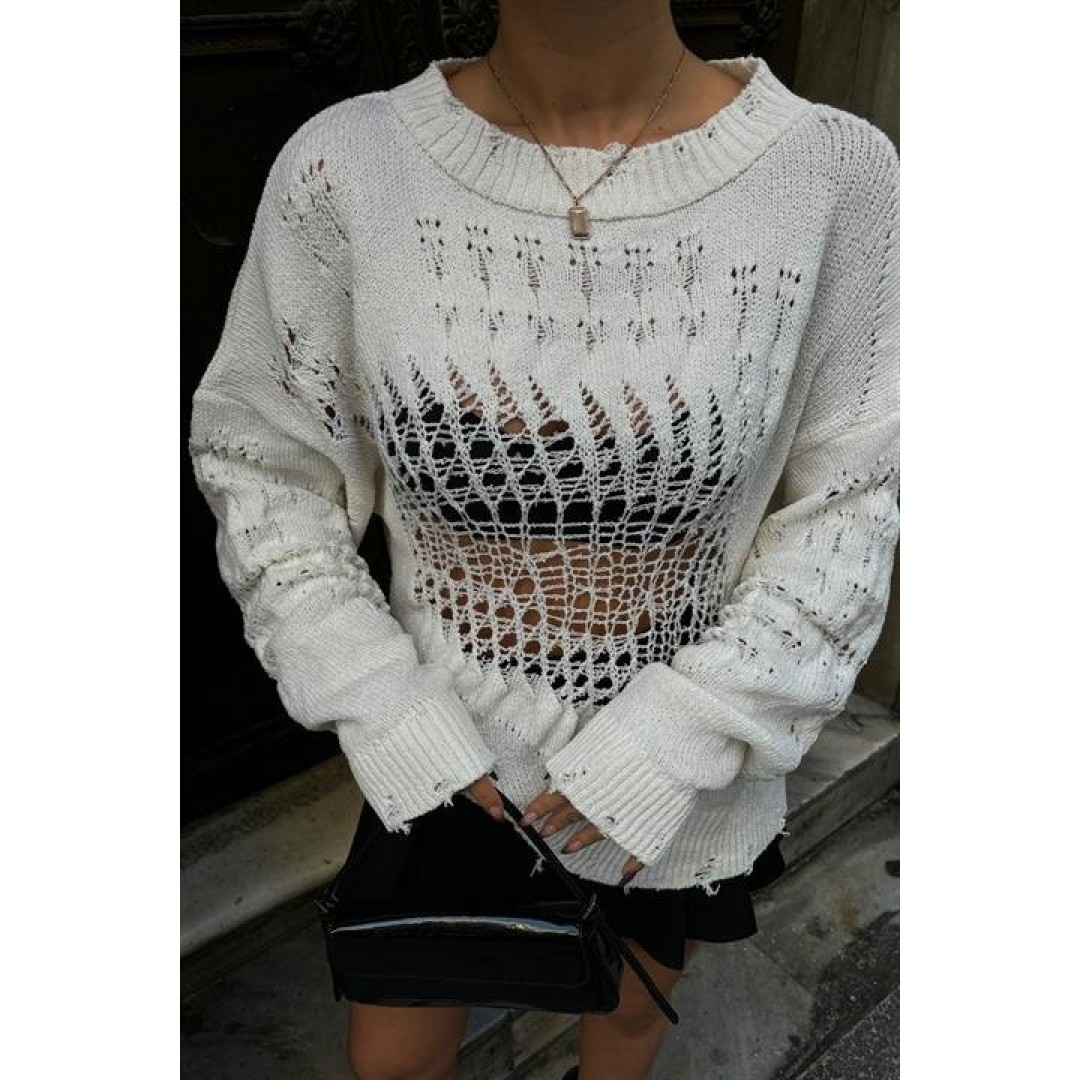 Mihaela Oversize Ajurlu Kazak1216-02 155770 Mihaela Oversize Ajurlu Kazak1216-02 155770