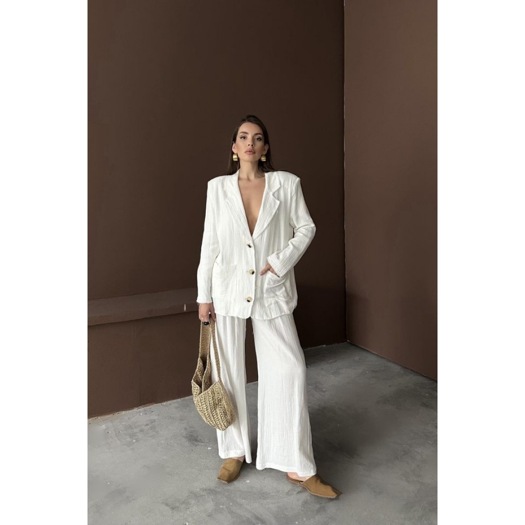 Beyaz Oversize Müslin Takım - 156671 Beyaz Oversize Müslin Takım - 156671