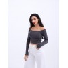 42241 TRİKO KAYIK YAKA CROP-ANTRASİT 143847