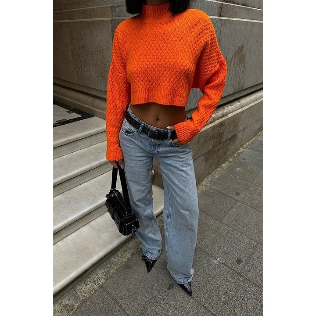 Sabina Sırt Dekolteli Crop Kazak 1270-09 155767 Sabina Sırt Dekolteli Crop Kazak 1270-09 155767