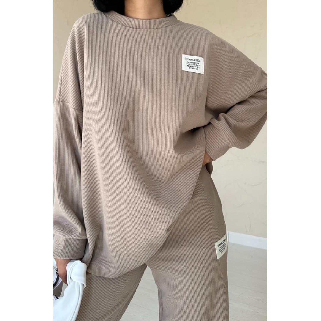 Vizon Klasik Fitilli Kazak Ve Pantolon Takım 152330 Vizon Klasik Fitilli Kazak Ve Pantolon Takım 152330