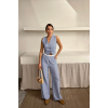 GOFRE ÇİZGİLİ YELEK - PANTOLON TAKIM - Mavi 160808
