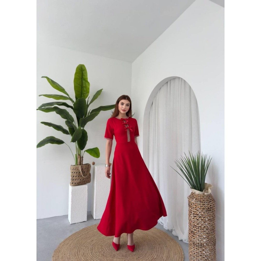 Wera Taşlı Fiyonk Detaylı Elbise - 162261