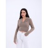 42531 TRİKO SİMLİ YAKALI CROP-KAHVE 144095
